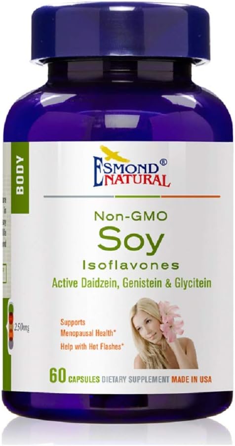 (5パック) エズモンドナチュラル: 大豆イソフラボン非GMO(メノパサールヘルス&ホットフラッシュをサポート)、GMP、ナチュラル製品認定、米国製 - 250mg、300カプセル