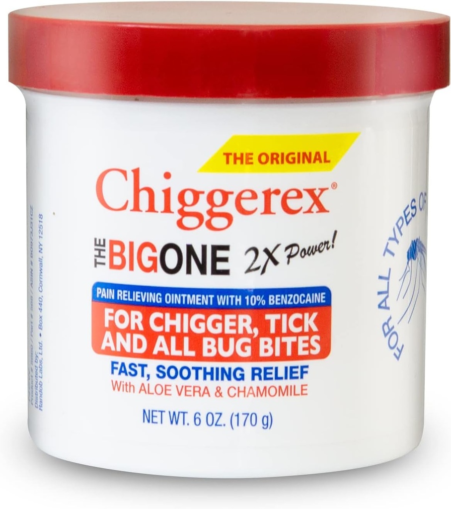 Chiggerex 2Xパワーファーストエイドは、チガー、Mosquito Bites、Ticks、Aloe Vera & Chamomile、6ozとBiteの救済のための軟膏を薬用しました