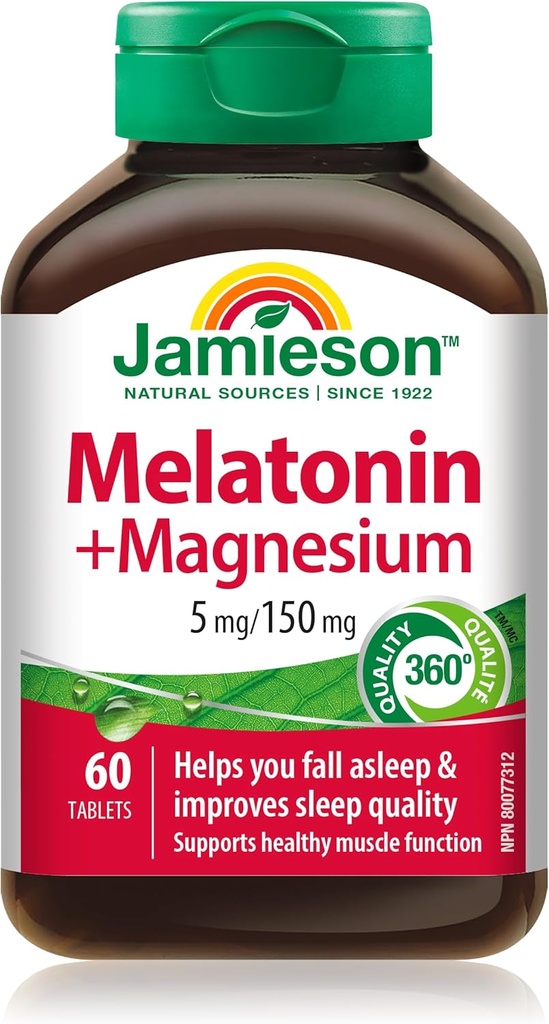 Jamieson Melatonin with Magnesium 5mg/150mg, 60 Tablets