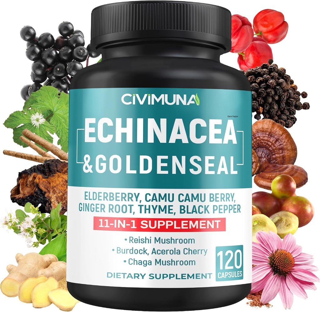EchinaceaのエキスのカプセルはEchinacea、Goldensealの根、Elderberryおよび多くを- 4か月の供給のための120のカプセルに入れます