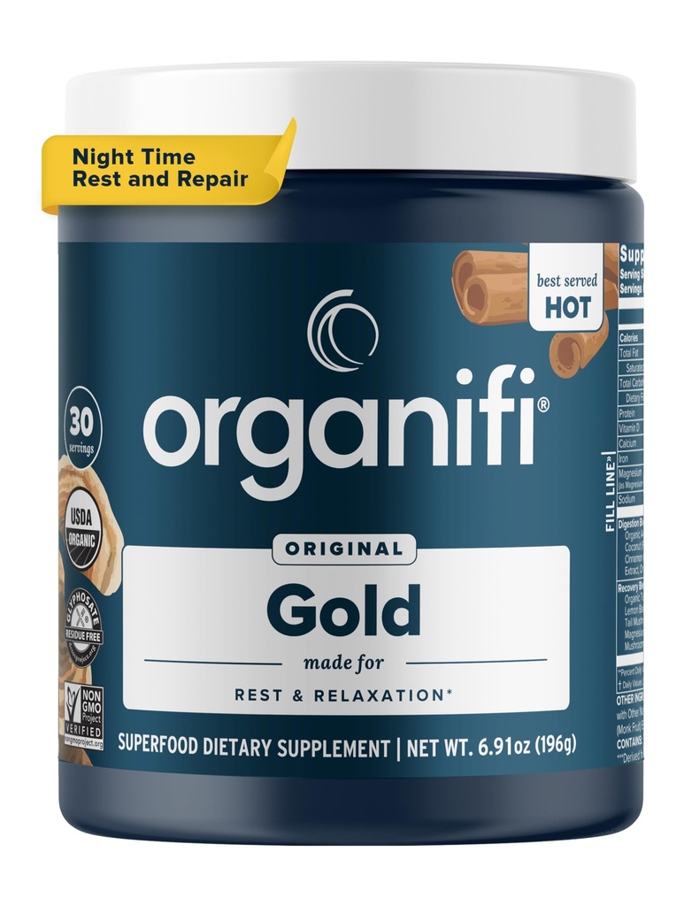 Organifi:ゴールド - スーパーフードサプリメントパウダー - 30サービング - ストレスサポート、より良い休息、リラックス、残りの睡眠を促進 - ターメリックとレシ注入
