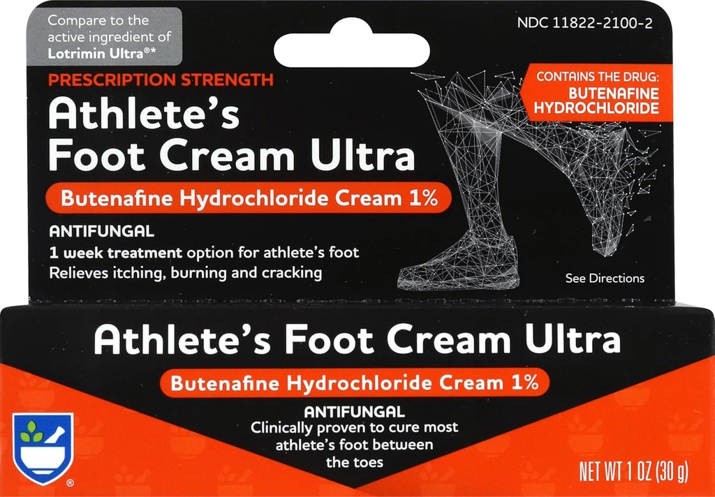 Rite Aid の規定の強さのフィートの心配の butenafine クリーム - 1 つの oz、Antifungal クリーム、Jock の Itch の処置は、Athlete のフィートのクリームの余分強さを扱います