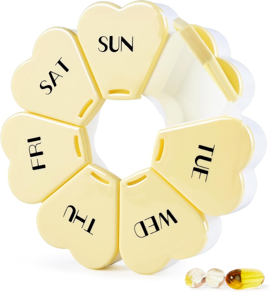 MOLN HYMYの大きい週刊の丸薬箱 7 日、Pill の箱のオルガナイザー、毎日、ビタミン/魚油/徴候/補足のための円形の薬ディスペンサー