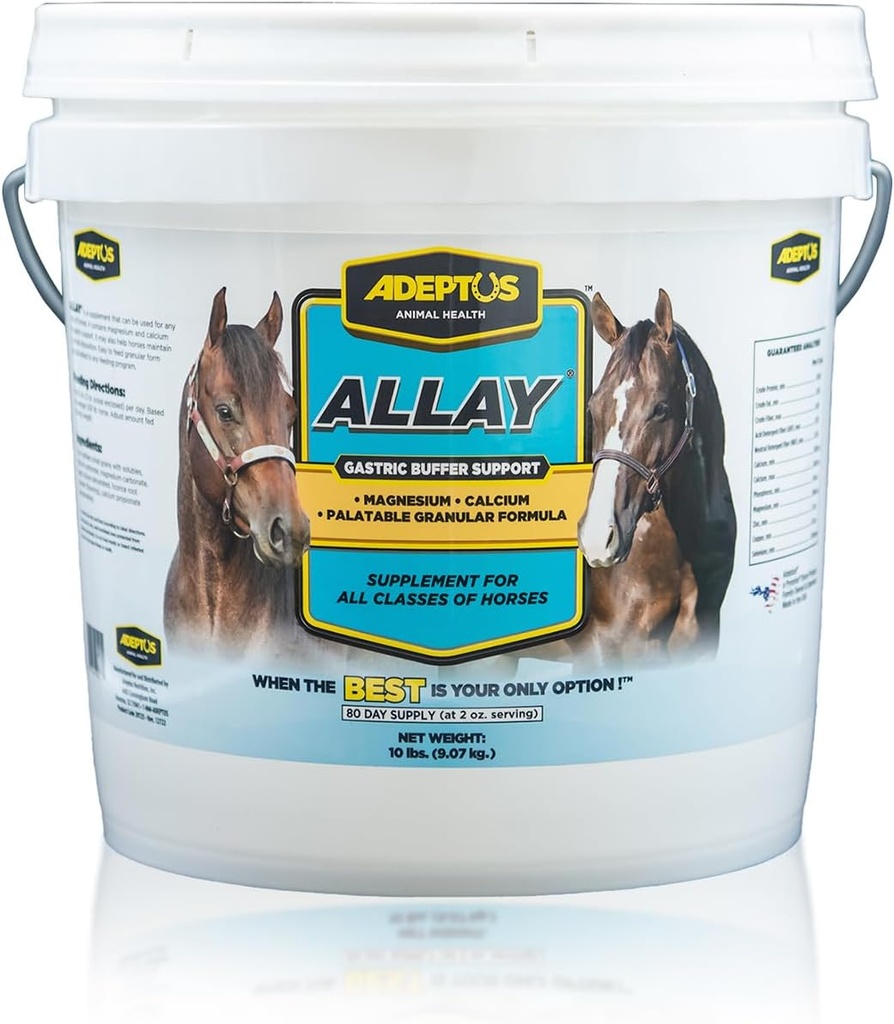 Adeptus Nutrition Allay Equine Supplement、Digestive Buffer w/Calcium & Magnesium、Calming Granular Formula w/Licorice、Prebiotic Base、Yeast Culture、すべてのクラスの馬のサポート、10 Lbs