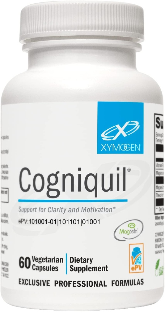 XYMOGEN Cogniquil - クラリティ、フォーカス、モチベーション、精神的および物理的なエネルギーのためのサポート - マグネシウムL-Threonateは、脳、Theacrine +ビタミンB12(60カプセル)にBioavailableマグネシウムを供給します