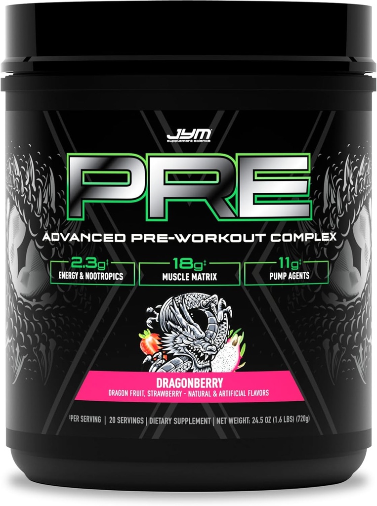 JYM の補足の科学の前の JYM X のドラゴンベリーの高度のプレワークアウトの粉の固まりポンプ、Citrulline Nitrate、Dynamine、NO3T Betaine、BCAA の、Nootropics、クレアチン、ベータ アラニン、20 のサービング
