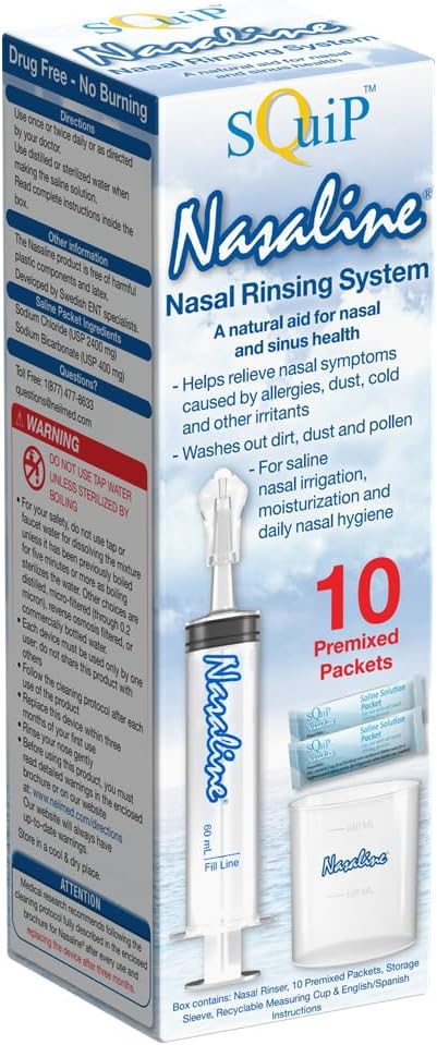 Squip Nasaline Nasal Rinsing System with 10 プレミックスサラインパケット
