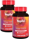 MegaRed Extra Strength 500mg Omega-3 Krill Oil Supplement with EPA/DHA, No Fishy Aftertaste Supports Heart Health, 80 Count Softgels (2 Pack)