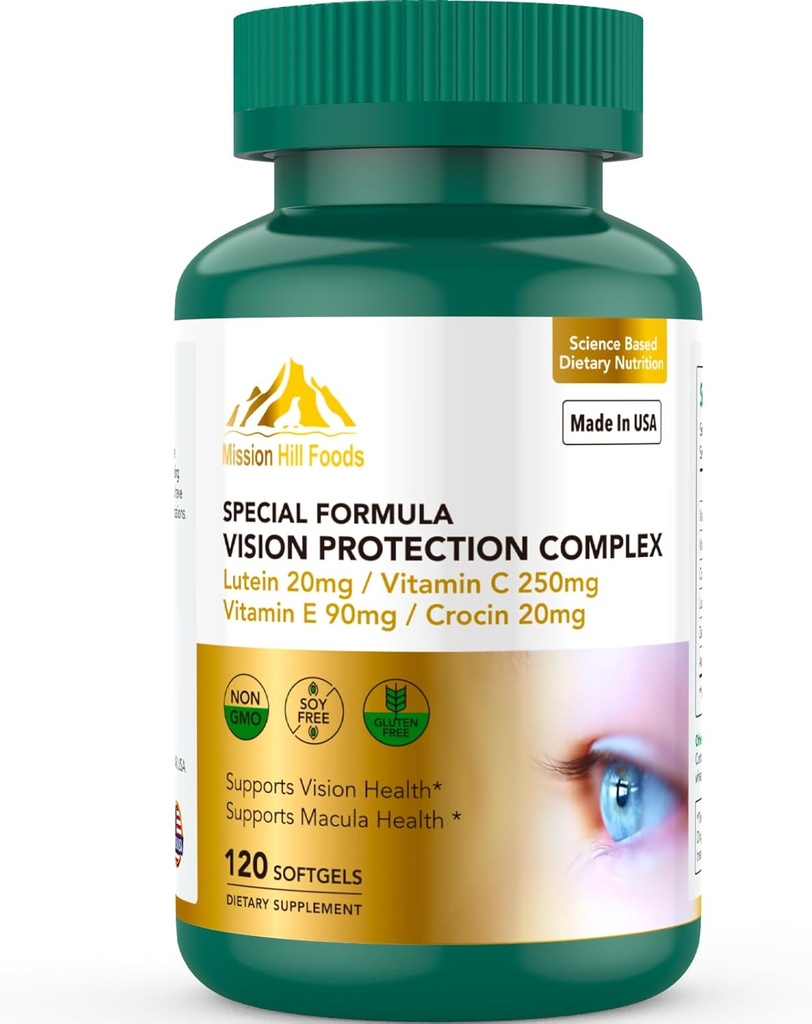 ルテインとゼアキサンチンサプリメント - 6 in 1 ルテイン20mg、ゼアキサンチン、アスタキサンチン、クロシン、ビタミンC&E、120ソフトゲル、非GMO、グルテンフリー、サポートアイヘルス