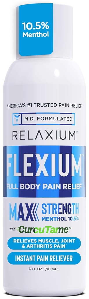 痛みのためのRelaxのFlexiumの即刻のスプレー、10.5%のメンソール及びCurcuTameの最高の強さは筋肉、接合箇所および関節炎の痛みの軽減、3つのFLのozを支えます。(90のml)