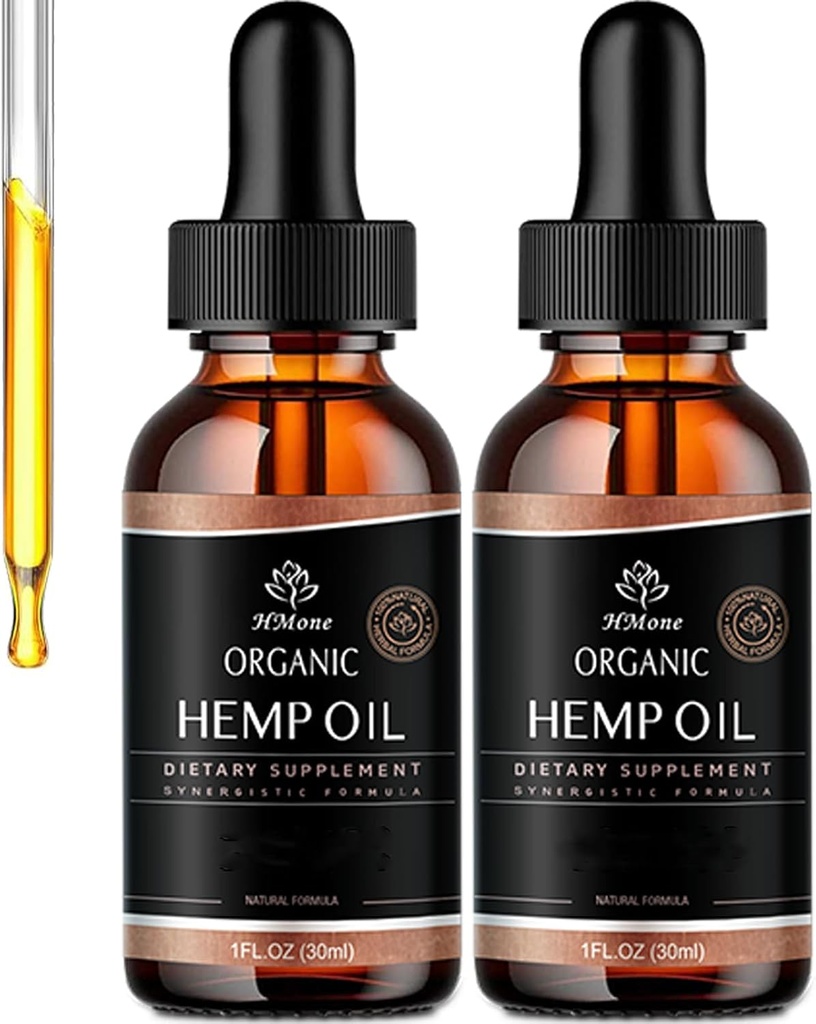 Hemp Oil High Potency - 2 Pack Maximum Strength Organic Hemp Drops for Adult