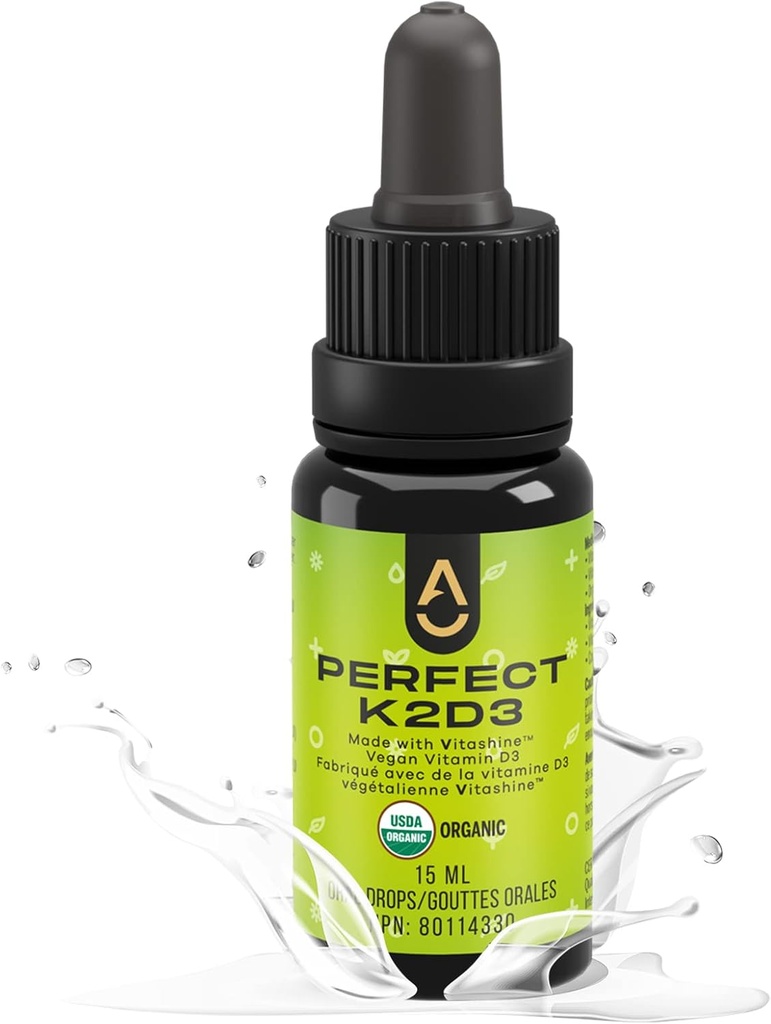 Activation Products - Perfect K2D3, Liquid Vitamin D3 with K2, Vitamin K2 and D3 Supplement in MCT Oil, D3K2 Vitamins for Bone Strength and Immune Support, D3+K2 Vitamins for Calcium Absorption, 15 ml