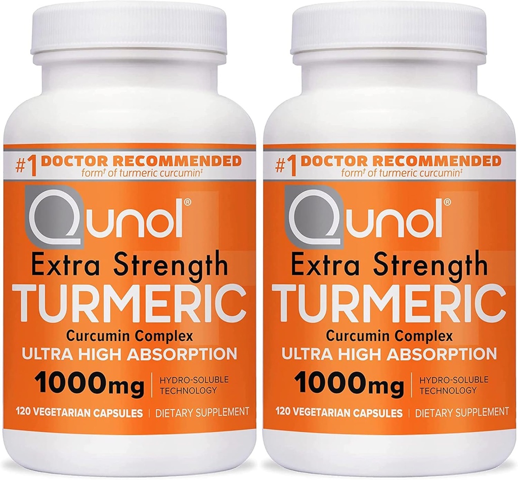 Qunol のタービン クルクミンのカプセル、1000mg の余分強さの補足、特許を取られた水溶性の技術、黒いペッパー、240 のベジギー カプセルが付いているターメリック クルクミンへの代わり