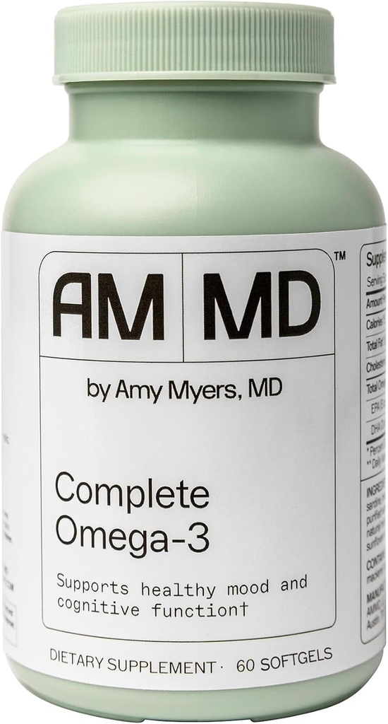 Amy Myers MD 完全なオメガ-3 Softgels - 心血管系および免疫系サポートのための魚油サプリメント - 非GMO、非酪農&非大豆 - 60 Softgels (60 のサービング)