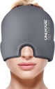 ONLYCARE Migraine の救助の帽子、薄板になる Migraine のマスク、改善された無臭のゲルのアイス ヘッド覆い、熱く、冷たい療法、張力および圧力(灰色)のための FSA か HSA の適性の頭痛のアイスパック