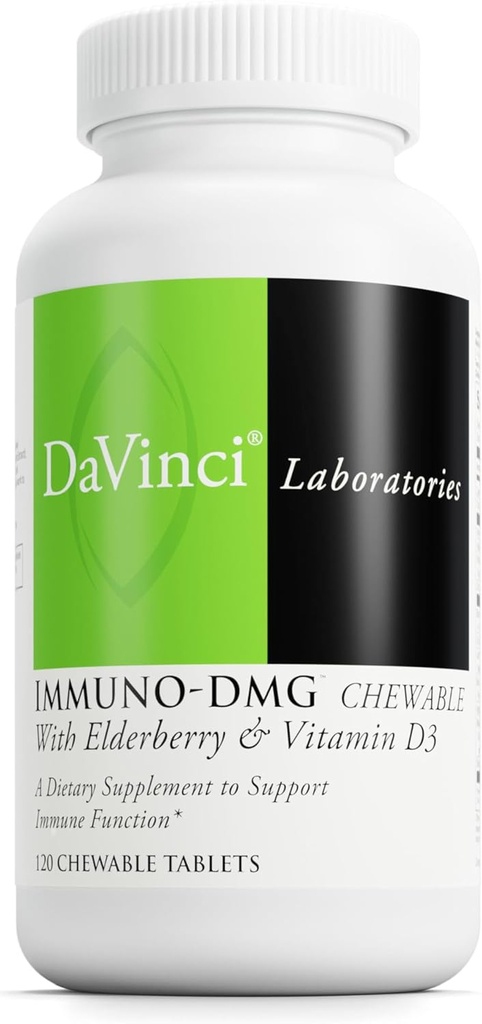 DAVINCIは、ElderberryとビタミンD3でChewable免疫DMGを研究室 - ビタミンC、D3、E、黒のElderberry、DMGなど - 120のChewableタブレットをサポート