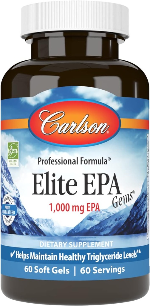 カールソン - エリートEPAの宝石, 1000 mg EPAの魚油, ワイルドキャッチ, ノルウェーの魚油のサプリメント, 持続的に供給, ヘルシートリグリセリドレベルを維持するのに役立ちます, 60 Softgels