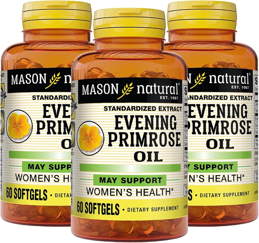 MASON NATURAL イブニング Primrose オイル ソフトゲル、3ヶ月の供給、5 月サポート 女性のヒース、3 パック(1 ヶ月あたりの 1 か月)
