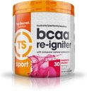 トップシークレット栄養 BCAA Re-Igniter ビーガンアミノ酸サプリメント アスタキサンチンと電解液、ココナッツ水と水和ブレンド、9.80 oz (30サービング)、ラズベリーシャーベット