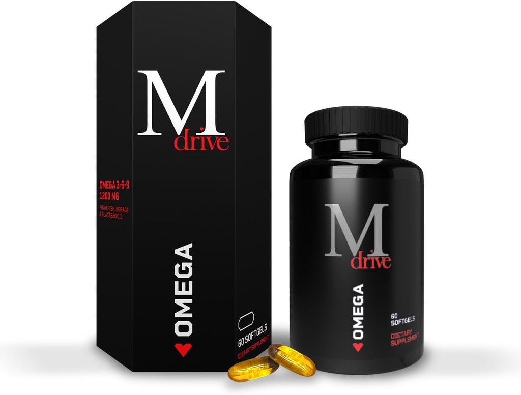 人のためのMdrive Omega 3の魚油、魚、ボラージ及び亜麻仁油、サポート ハート、頭脳、皮および接合箇所の健康、60の計算からのオメガ3-6-9 1200mg