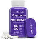 L-Tryptophan 500mg - 180のベジタリアンのカプセル、睡眠補助金および気分安定性のための6か月の供給、米国、非GMOでなされる実験室テストされる