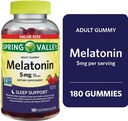 Soring Valley Melatonin Gummies、非GMO、いちご味、5mg、180カウント
