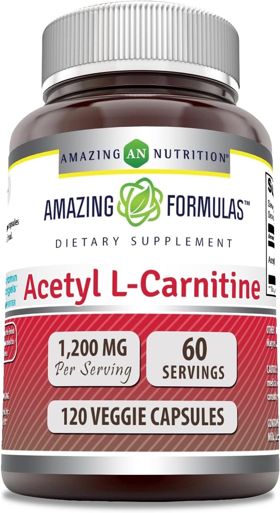 アメイジングフォーミュラ アセチル L-カルニチンサプリメント | 1200 Mg | 120 Veggie Capsule | Non-GMO | グルテンフリー | アメリカ製