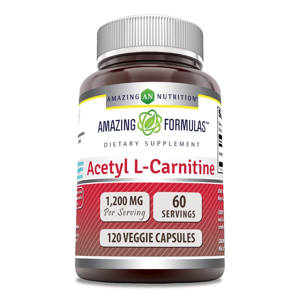 アメイジングフォーミュラ アセチル L-カルニチンサプリメント | 1200 Mg | 120 Veggie Capsule | Non-GMO | グルテンフリー | アメリカ製
