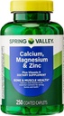 Calcium, Magnesium, Zinc & Vitamin D3. Spring Valley Calcium Magnesium with Plus Vitamin D3 Caplets Dietary Supplement, 250 Count Bundle with Luall's 45 Diabetes Decoded