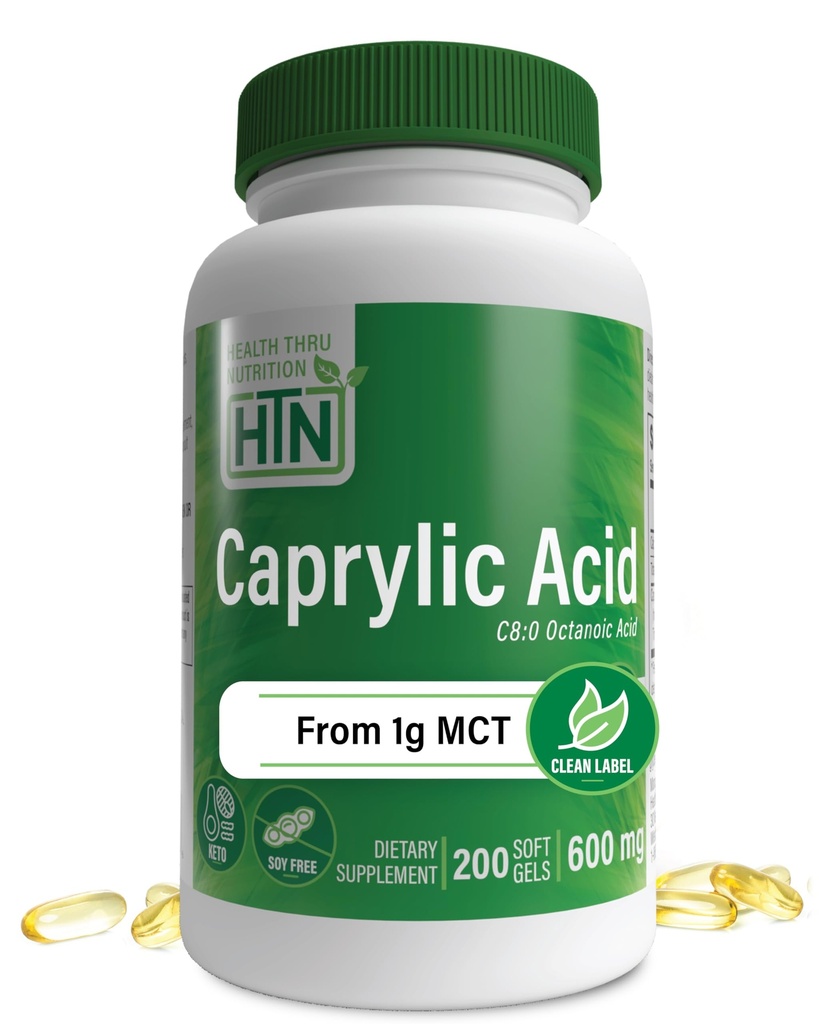 健康スルー栄養カプリル酸600mg 200 Softgels | C8オクタノック酸(ピュア1g MCTオイル) | 非GMO&大豆フリー | 健康消化と腸の健康をサポート | ケトフレンドリー