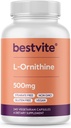 BESTVITE L-Ornithine 500mg(240 ベジタリアンカプセル) - ない Stearates - ノーフィラー - ビーガン - 非GMO - グルテンフリー