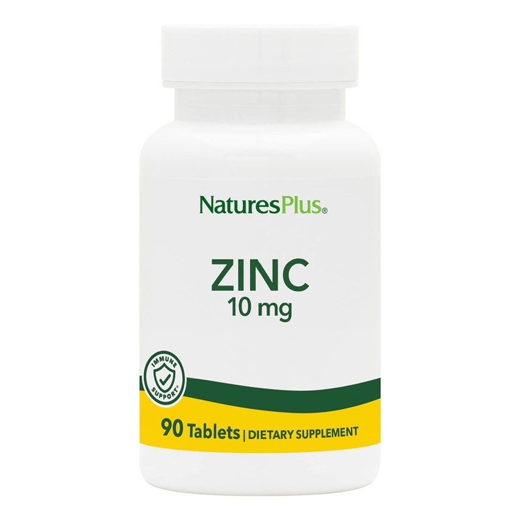 NaturesPlus亜鉛タブレット - 10 mg、90ベジタリアンサプリメント - 細胞の成長と修復のための免疫システムサプリメント - 健康的な消化、代謝とビジョンを促進 - グルテンフリー - 90 サービング