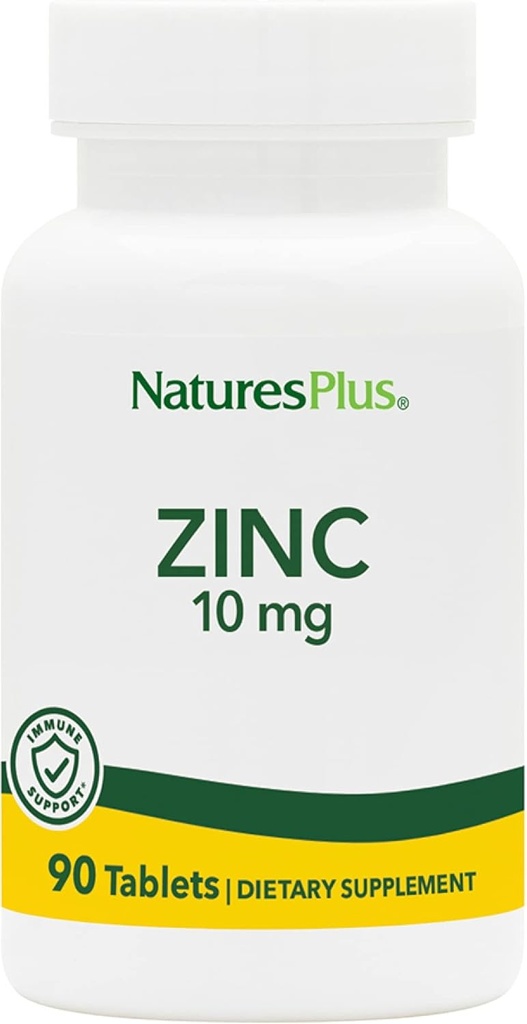 NaturesPlus亜鉛タブレット - 10 mg、90ベジタリアンサプリメント - 細胞の成長と修復のための免疫システムサプリメント - 健康的な消化、代謝とビジョンを促進 - グルテンフリー - 90 サービング