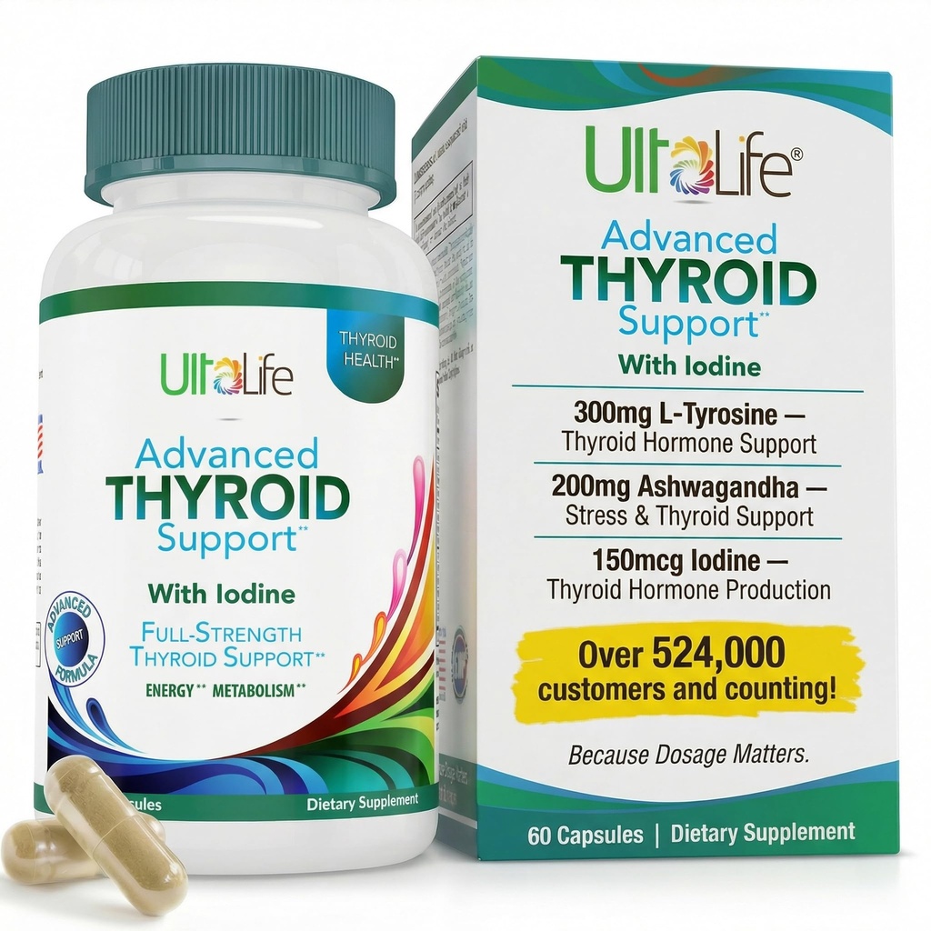 Iodine AshwagandhaのビタミンB12亜鉛およびエネルギー代謝のためのSeleniumおよび焦点60のカプセルが付いている毎日の甲状腺のブーストの高度の方式