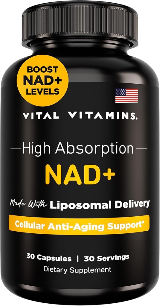 Vital Vitamins NAD Supplement - NAD+ (Nicotinamide Adenine Dinucleotide) for Men & Women - Made with Liposomal Delivery - Cellular Anti-Aging Support, Energy, Focus - 30-Day Supply