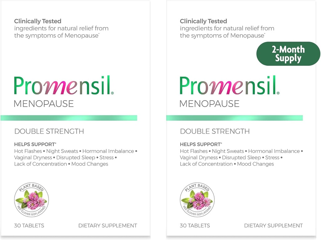 女性のためのPromensil Menopauseの二重強さの補足 - 赤いクローバーIsoflavonesの助けは熱いフラッシュ、夜汗、残りを支えます - 30の計算(2のパック)