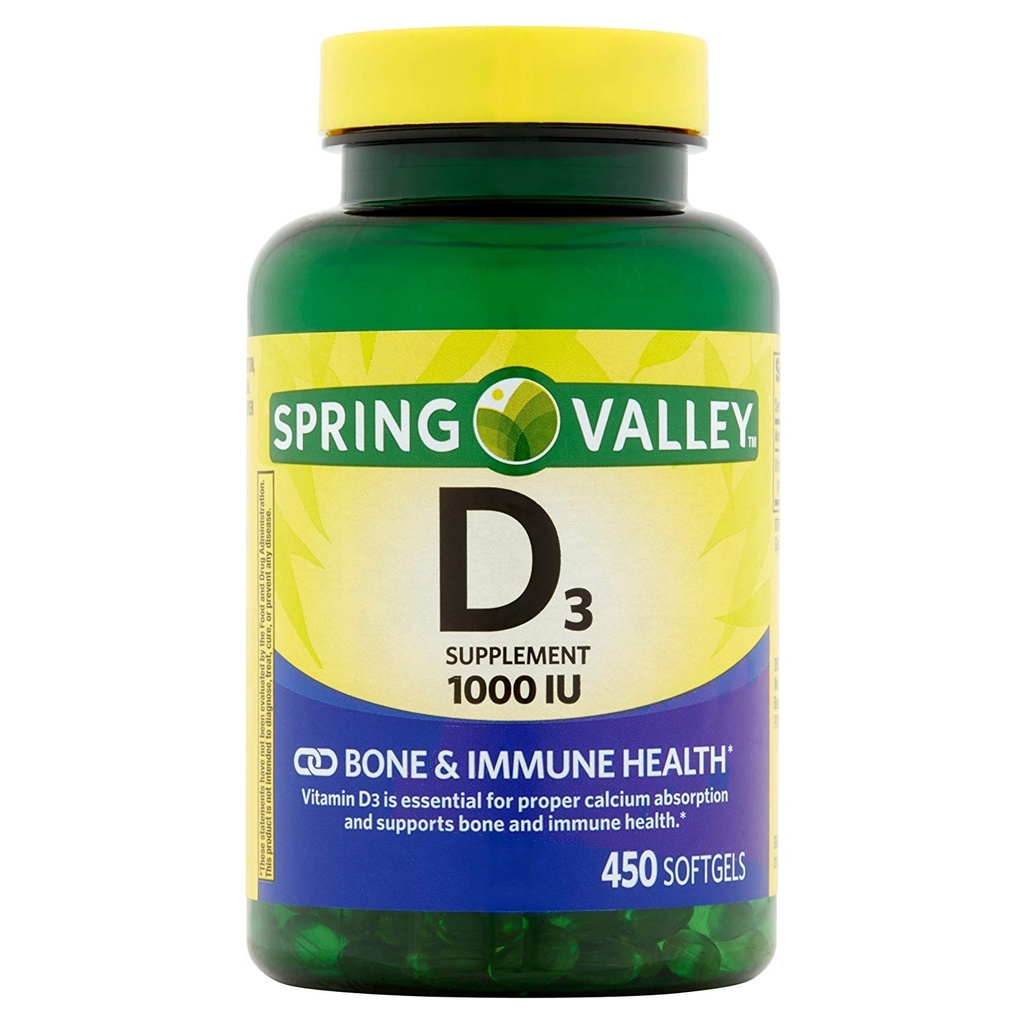 スプリングバレー - ビタミンD-3 1000 IU、450 Softgels