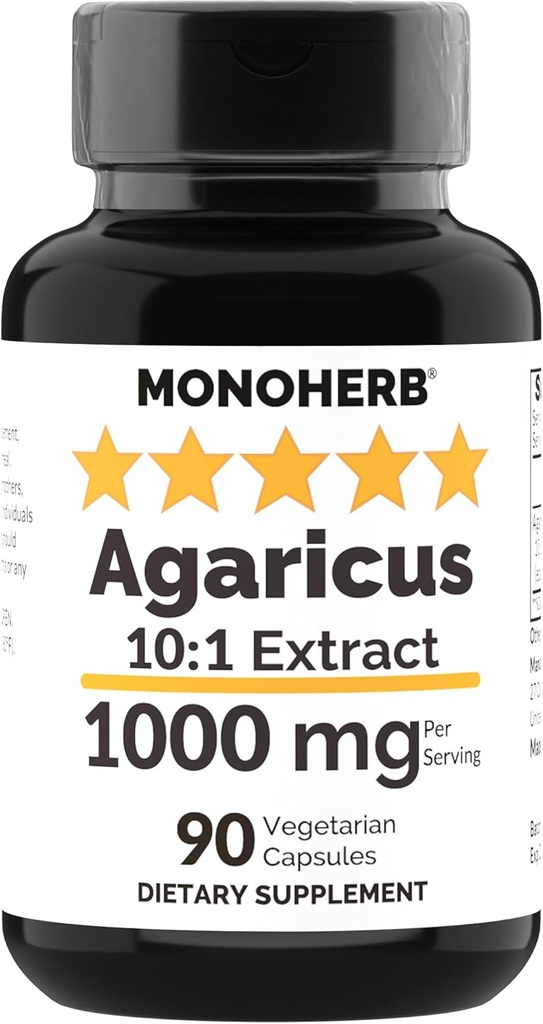 MONOHERB Agaricusキノコエキス1000mg - 90ベジタリアンカプセル