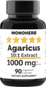 MONOHERB Agaricusキノコエキス1000mg - 90ベジタリアンカプセル