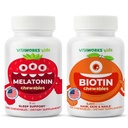 子供のMelatonin 1mgのChewables +Biotin 5000mcgのChewablesの束