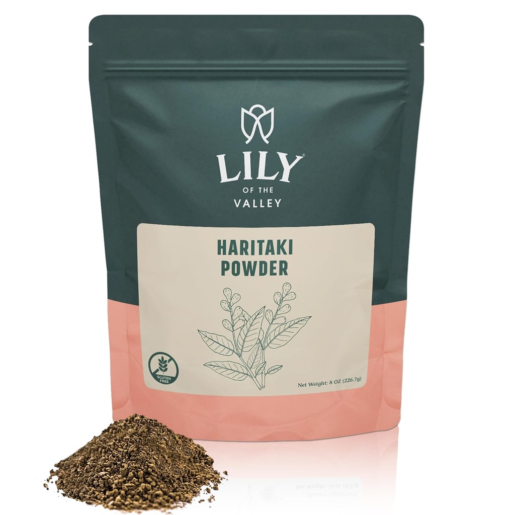 Lily of the Valley Haritaki Powder - Terminalia Chebula - Sourced from India - An Ayurvedic Herb - 100% Natural &No Added Preservative - Vegan & Gluten-Free (8oz, 226g)- Package May Vary