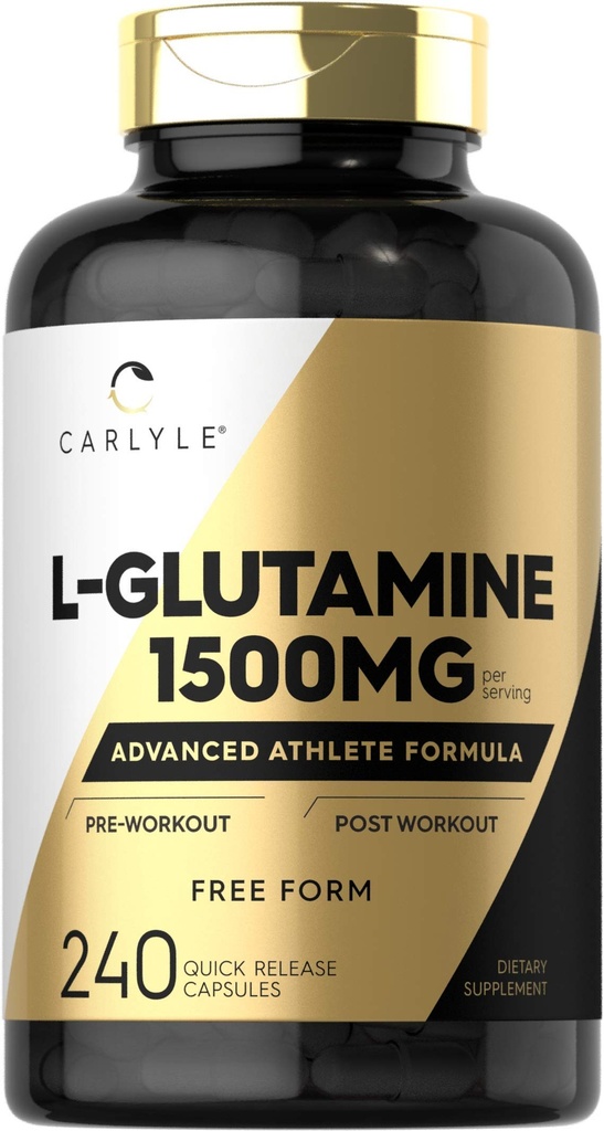 カルリールLグルタミンカプセル | 1500mg | 240カウント | アドバンスト・アスリートフォーミュラ | プレ・ポスト・ワークアウト | 非GMO、グルテンフリーサプリメント