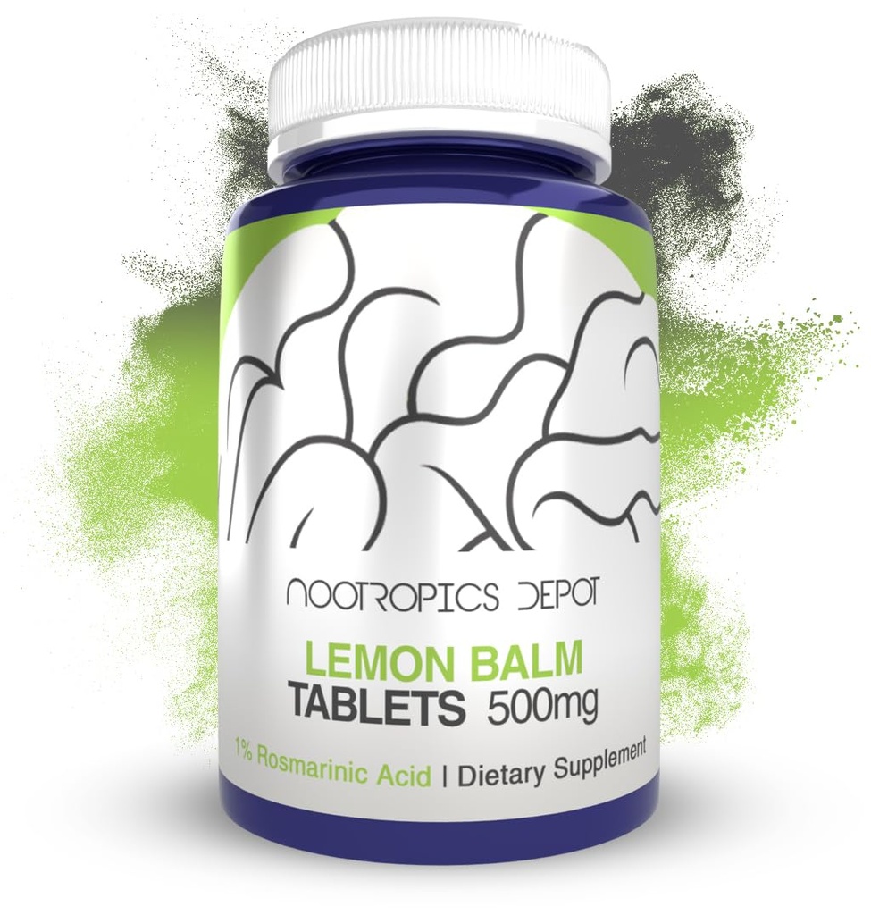 Nootropicsのデポのレモン バルムのエキスのタブレット | 500mg | 120の計算 | 10:1水エタノールのエキス