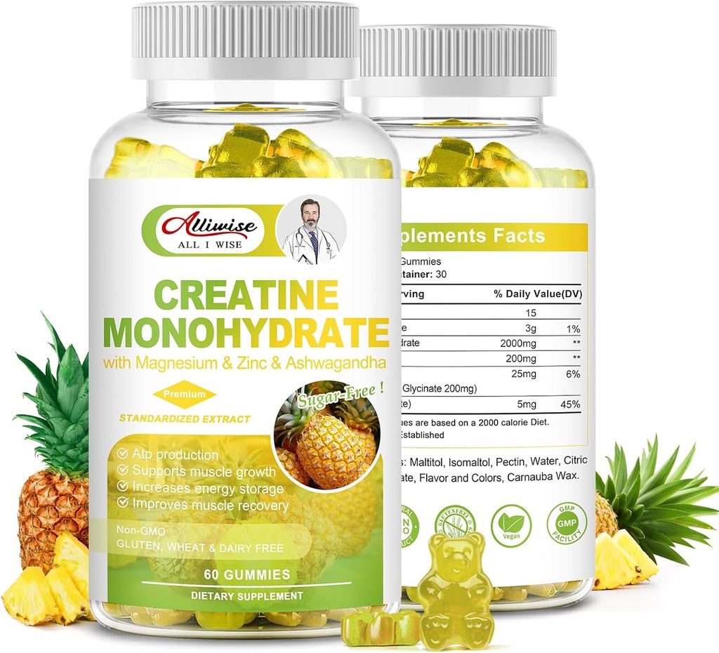 男性と女性のための砂糖フリーのクレアチンモノハイドレート、クレアチンモノハイドマグネシウム&亜鉛&アシュワガンダ、筋肉の成長と強度、エネルギー、プレワークアウトサプリメント