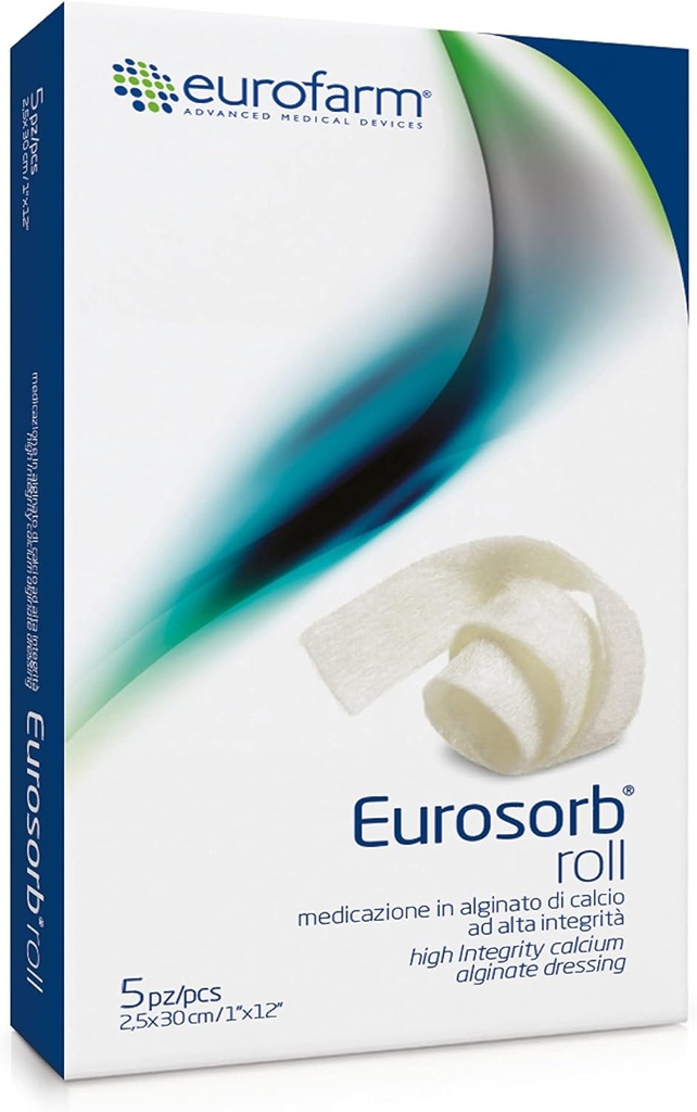 Eurosorbロール-1 x 12 in -100%高強度カルシウムリボンドレッシング、Healingプロセス、新ティッシュの形成、Integral Alginate - 5ピース