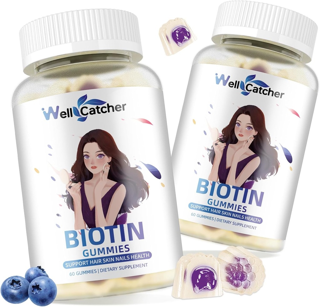 毛の成長のためのBiotinのガミー - 多ビタミンの砂糖が付いている強い毛の釘の皮のためのBiotinのガミー 女性の人のための自由なビーガンChewableの毛の成長のガミーは60日の供給を風味付けしました