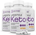 (3 Pack) Lifestyle Keto Pills 1275MG New & Improved Formula Contains Apple Cider Vinegar Extra Virgin Olive Oil Powder Green Tea Leaf 180 Capsules
