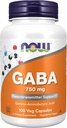NOW食品は、GABA(Gamma-Aminobutyric acid)750mg、Neurotransmitter Support*、100ベジカプセルを補います
