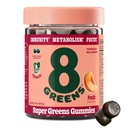 8Greens Supergreens Gummies | メタボリズム、免疫&フォーカス、消化の健康酵素、有機: クロレラ、スピルリナ、アロエベラ、ピーチ風味、50カウント