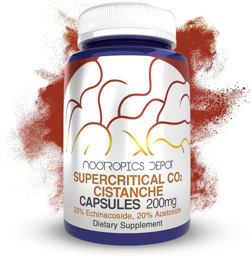 Nootropics Depot Cistanche Supercritical CO2 Extract Capsules | 20% Echinacoside + 20% Verbascoside (Acetoside) | 60 Count